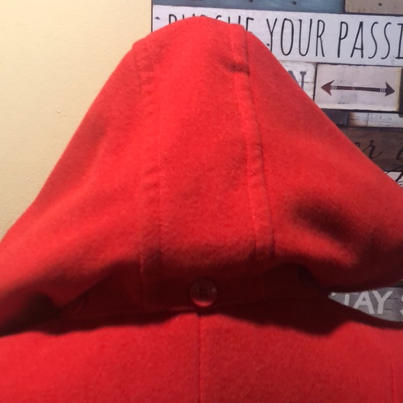 Tulle cute hooded Red Peacoat Jacket with detachable hood - Picture 9 of 17